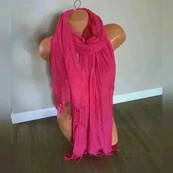 Made In India Pink Panel Accent Scarf With Fringe Women's Multifunctional - Picture 3 of 4